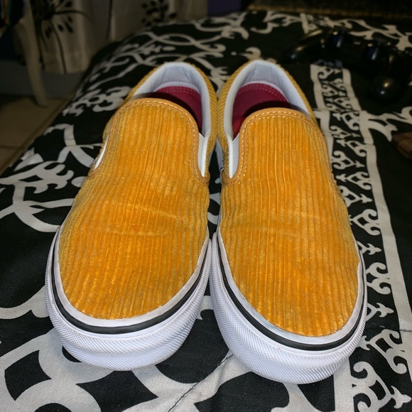 vans yellow corduroy slip on